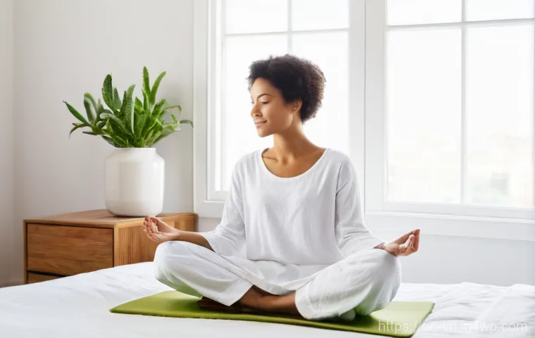 의식적 기술 사용에서의 경계 설정 - **Mindful Morning & Tech-Free Sanctuary:**
"A serene and cozy bedroom bathed in soft, natural mo...