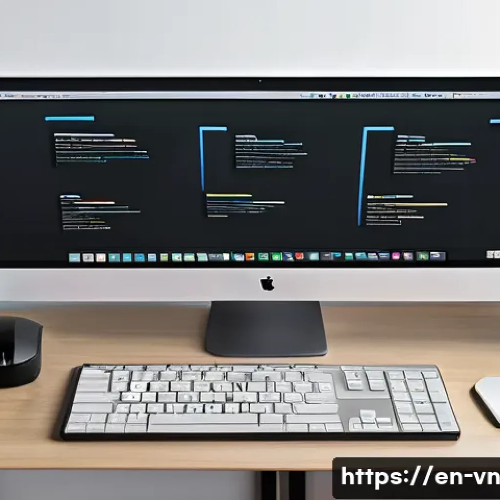 의식적 기술 사용과 효율적인 일 처리 - A modern, minimalist home office setup featuring a sleek desk with a large monitor displaying organi...