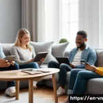 Home 18 의식적 기술 사용을 위한 기술 교육 - A modern home office scene showing a young professional woman sitting at a sleek desk with multiple ...