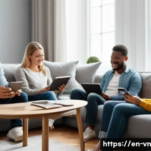 Home 30 의식적 기술 사용을 위한 기술 교육 - A modern home office scene showing a young professional woman sitting at a sleek desk with multiple ...